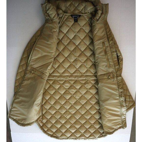 Athleta Women's Sz 2XS Gold/Neutral Whisper Featherless Puffer Parka - Picture 14 of 16